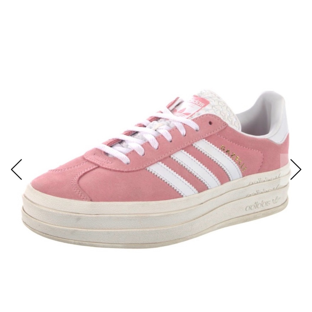 adidas Pink Suede Platform Sneakers with White Stripes